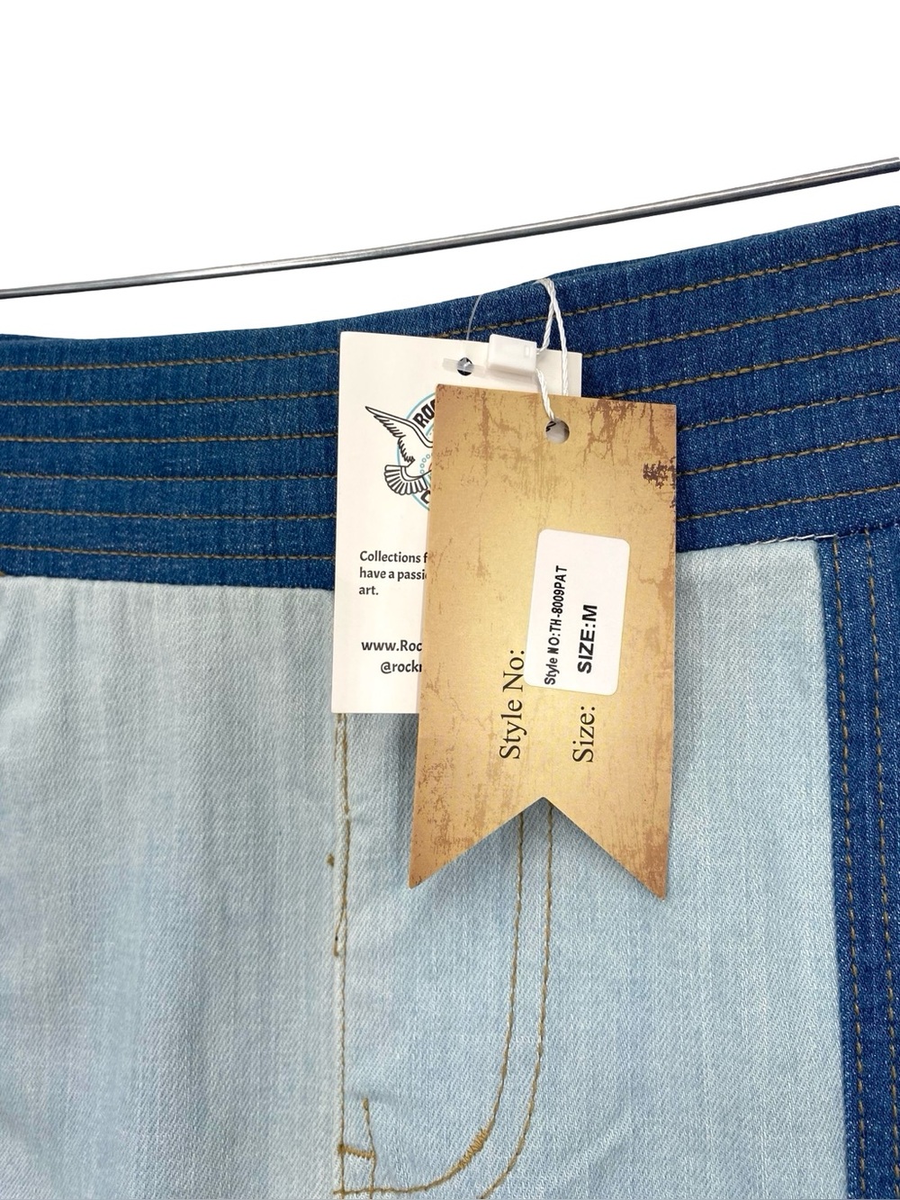 Turquoise Haven Two Tone Patchwork Flare Jeans New Medium Size 12-14 - Picture 3 of 10